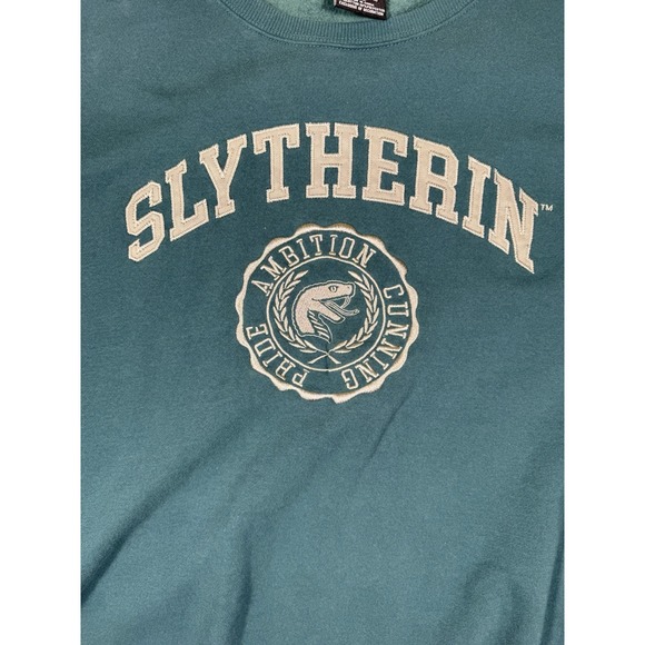 Harry Potter Slytherin Sweater Mens XXL 2XL Gray Crewneck Sweatshirt Pullover - Picture 4 of 7